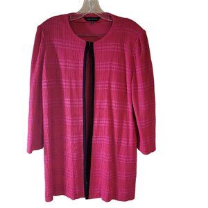 Ming Wang Heritage Fit Pink w Black Trim Cardigan - L